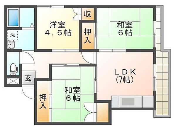 兵庫県姫路市久保町(賃貸マンション3DK・3階・65.00㎡)の写真 その2