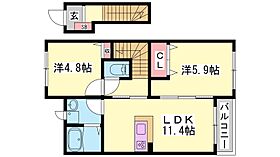 兵庫県加東市上中３丁目（賃貸アパート2LDK・2階・55.66㎡） その2