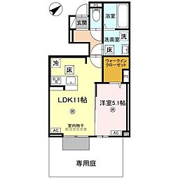 D-ROOM上滝野 1LDKの間取図画像