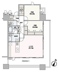 クリオ渡辺通サザンマークス 2LDKの間取図画像