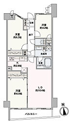 東急ドエルアルス桜坂 3LDKの間取図画像