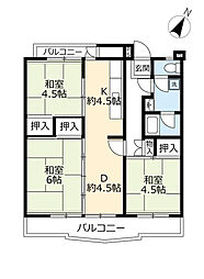 UR都市機構保見団地110棟 3DKの間取図画像