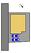 【敷地図】並列2台の駐車スペースがあります。敷地間口は広く、運転に自信のない方でも安心して駐車できます。全面に砕石を敷く予定です。