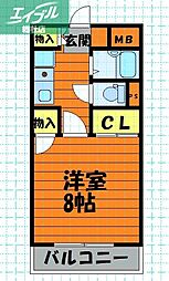 水島臨海鉄道 西富井駅 徒歩19分の賃貸マンション 2階1Kの間取り