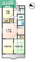 水島臨海鉄道 西富井駅 徒歩14分の賃貸アパート 2階3LDKの間取り