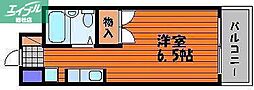 アルカディア倉敷 1Kの間取図画像