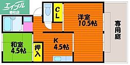 プレジール小崎 2DKの間取図画像