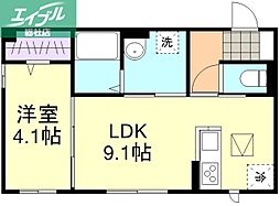フォルティス四十瀬 1LDKの間取図画像