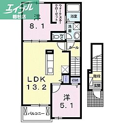 ウィステリアB 2LDKの間取図画像