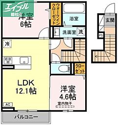 エフフォーリア 2LDKの間取図画像