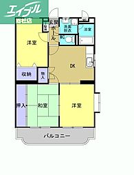 ブライトコート 3DKの間取図画像