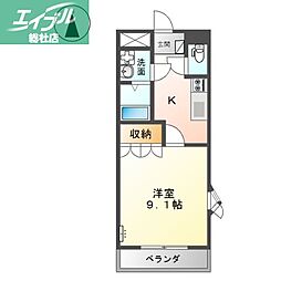 プレザンス 1Kの間取図画像