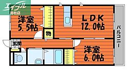 トリニティーコートB 2LDKの間取図画像