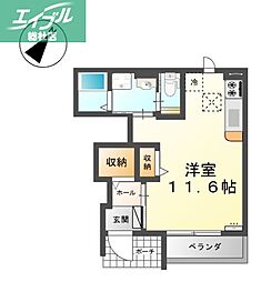リジエールB ワンルームの間取図画像