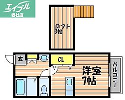 メゾネット日の出 ワンルームの間取図画像