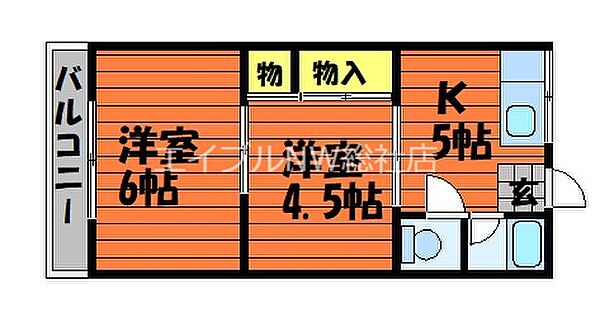 岡山県倉敷市川入(賃貸アパート2K・2階・32.20㎡)の写真 その2