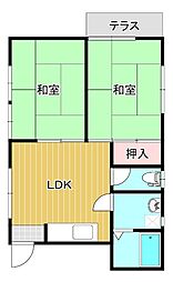 こぶしハイツ 2LDKの間取図画像