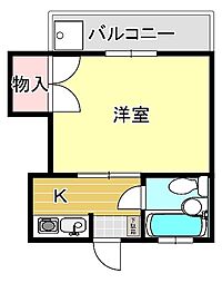 メゾンオオゾ 1Kの間取図画像