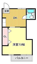 ウイズ高屋 1DKの間取図画像