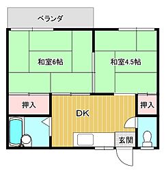 コーポ香住 2DKの間取図画像