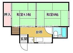 八代荘 2Kの間取図画像