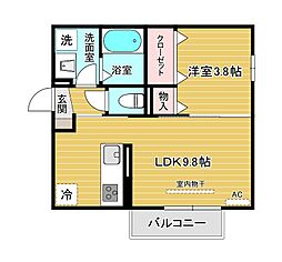 COZY COURT下曽根（コージーコート下曽根） 1階1LDKの間取り