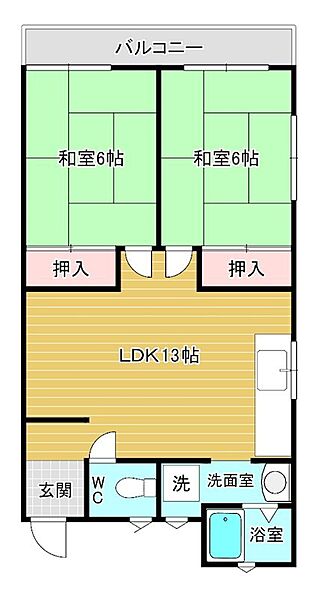 コーポ野田 302｜福岡県北九州市小倉南区若園２丁目(賃貸マンション2LDK・3階・49.50㎡)の写真 その2