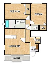 クリスマスローズ2 2LDKの間取図画像