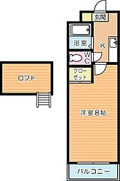 ヤング・グレイス若園 1Kの間取図画像
