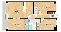 デニエ守恒 3LDKの間取図画像