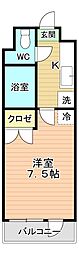 ニューサンリバー7番館 1Kの間取図画像