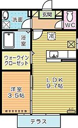 エクレールグランデA棟 1LDKの間取図画像