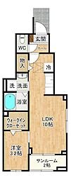 ヴェルデメゾン 1LDKの間取図画像