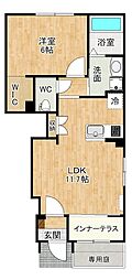 ブドワール 1LDKの間取図画像