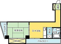 ギャラン小倉駅前ビル 1DKの間取図画像
