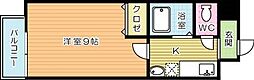 アリエス城野 1Kの間取図画像