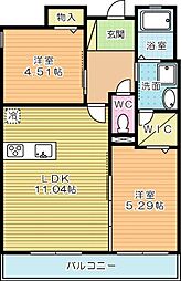 ソルーナ南小倉駅前1 2LDKの間取図画像