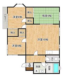 サンエル城野 3LDKの間取図画像