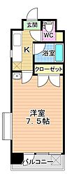 ニューサンリバー6番館 1Kの間取図画像