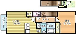 プラティークA 1LDKの間取図画像