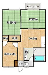 グランドハイツ幸福A棟 3DKの間取図画像