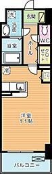 エヴァーグリーンQ ワンルームの間取図画像