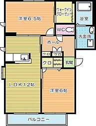 シャーメゾンJ・KB 2LDKの間取図画像