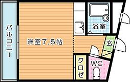 グランベール北九大前 ワンルームの間取図画像