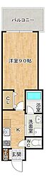 コンプレート金田 1Kの間取図画像
