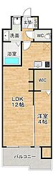 アクシオ三萩野2 1LDKの間取図画像