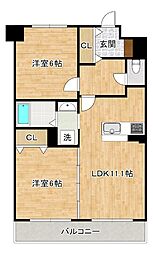 ニューシティアパートメンツ南小倉2 2LDKの間取図画像