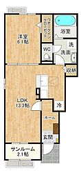 プランタンコートVI 1LDKの間取図画像