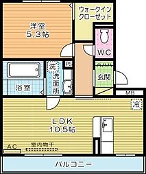 エスポワール祇園B 1LDKの間取図画像