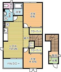 ユーシャイン 2LDKの間取図画像